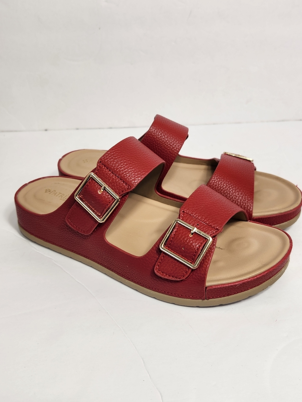 Spring Step Patrizia Betha Red Double-Buckle Slide Sandals Size 7